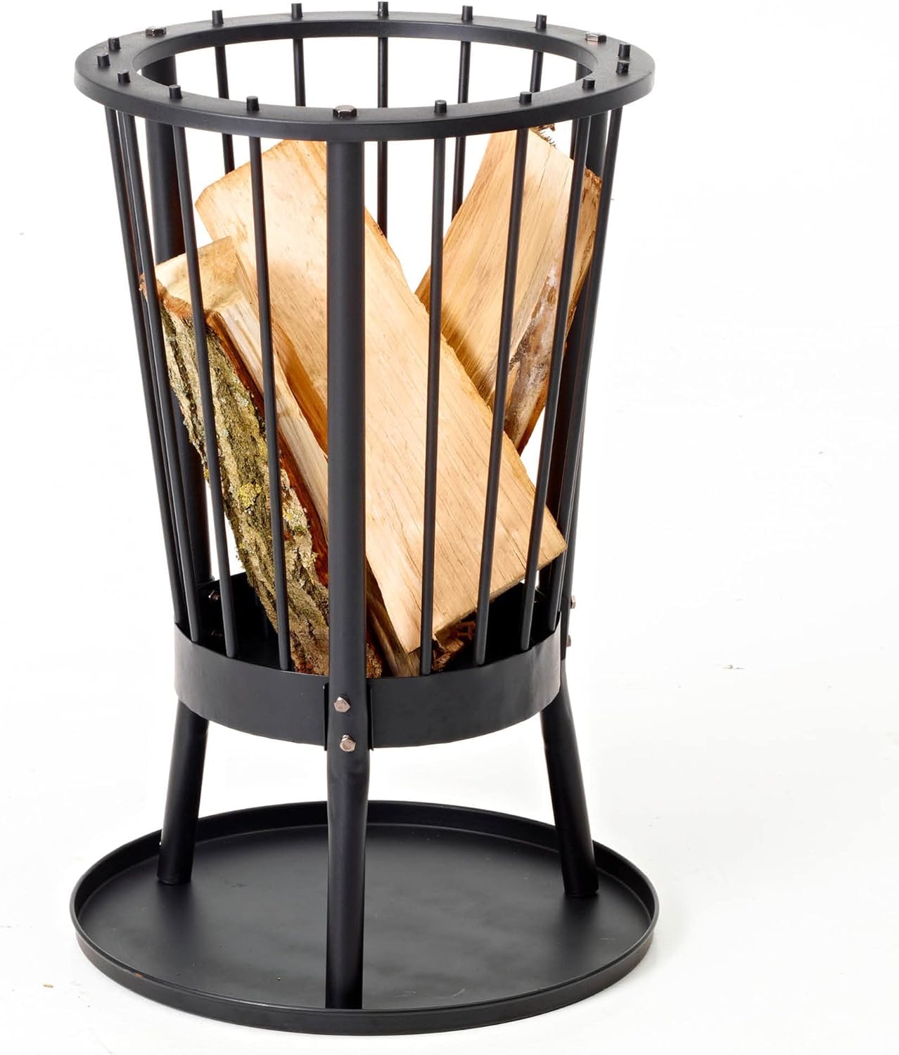 New Mark Impex Outdoor Living Fire Basket Firecask - Fire Basket for the Garden - Outdoor Fire Pit & Fire Barrel - Fire Bowl Made of Painted Steel - Fire Bowls for the Garden - 42 x 42 x 53 cm - Black