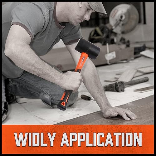 Miniatura 6 de HORUSDY Martillo de goma del mazo de 16 onzas, mango de goma de la maza de la fibra de vidrio