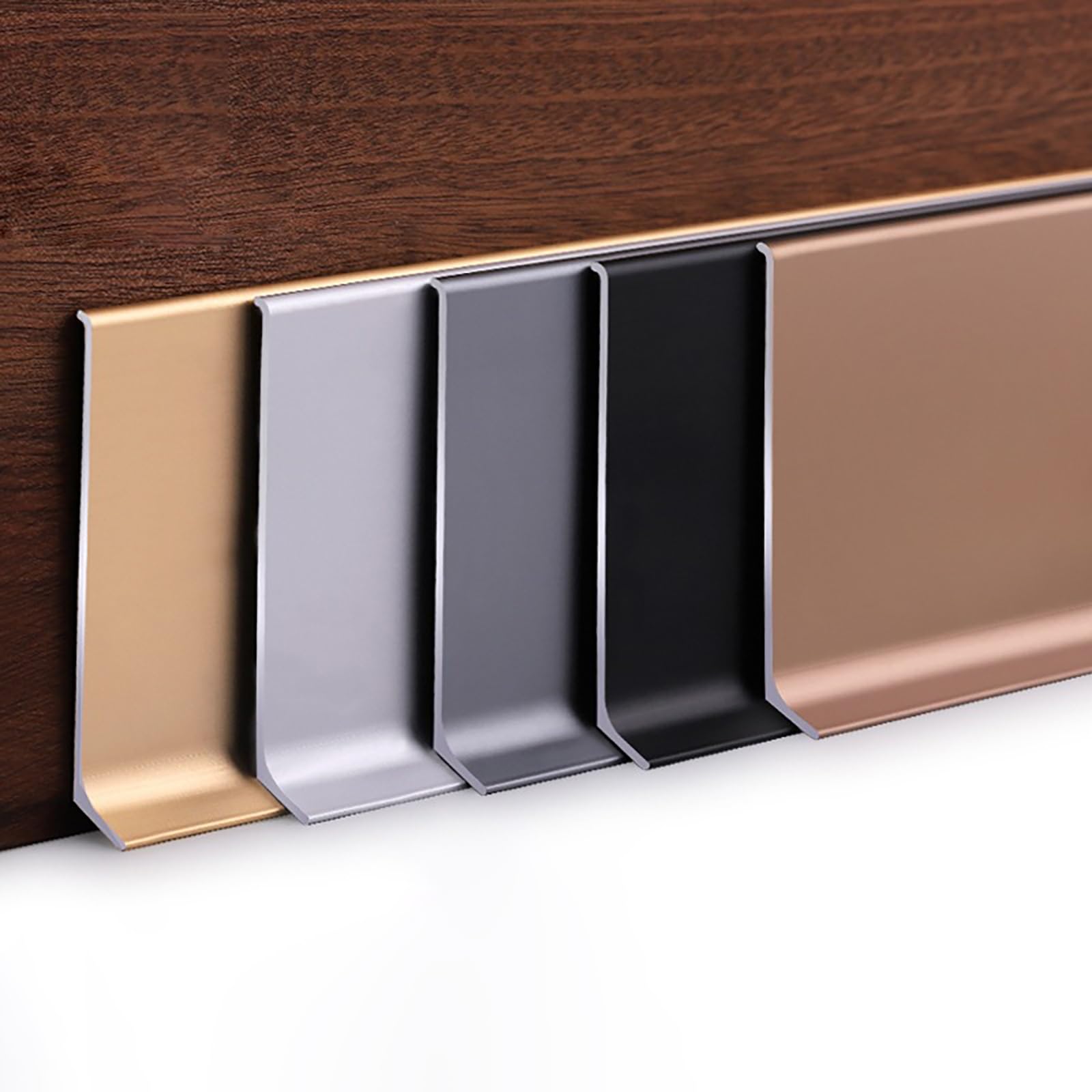 Kit De 4 Rodapiés De Aluminio Anodizado De 125cm Perfiles Resistentes Al Agua Y A La Humedad Para Decoración Moderna De Interiores Y Renovación Del Hogar(Champagnergrau,Höhe: 10 cm)