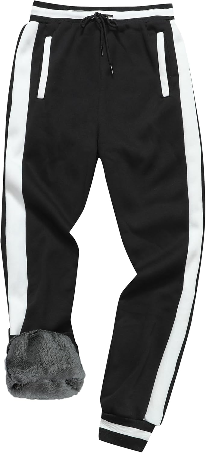 HVERDE Men's Winter Thermal Fleece Sweatpants Thick Warm Jogger Running Pants