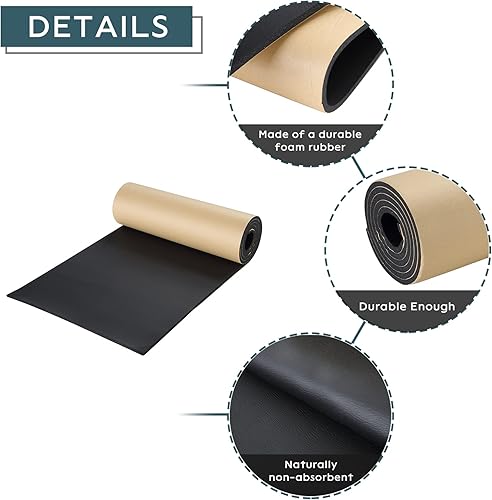 Miniatura 3 de NATGAI Esponja de neopreno con lámina de goma de espuma adhesiva de 1/4 pulgadas de grosor x 12 pulgadas de ancho x 54 pulgadas de largo, cortado a