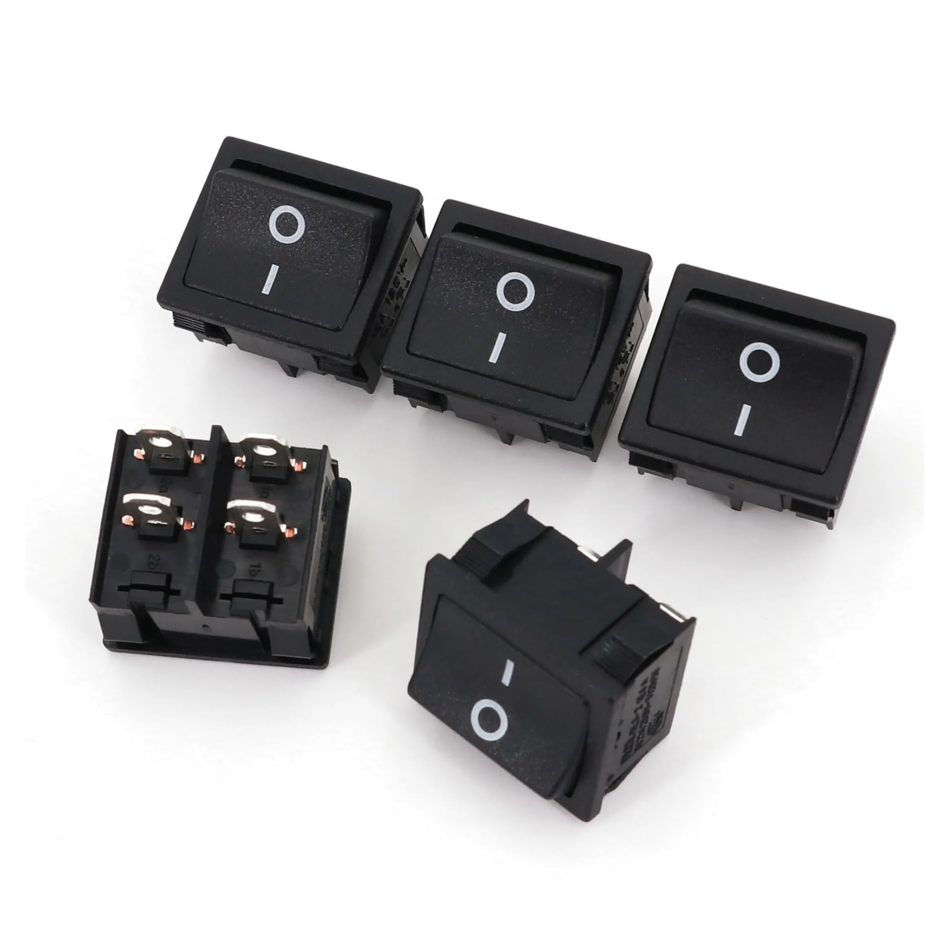 MWRFKJOB 10Pcs 21x24mm RLEIL RL3-2 4Pin ON-Off 2-Position DPST Rocker Switch 10A/125VAC