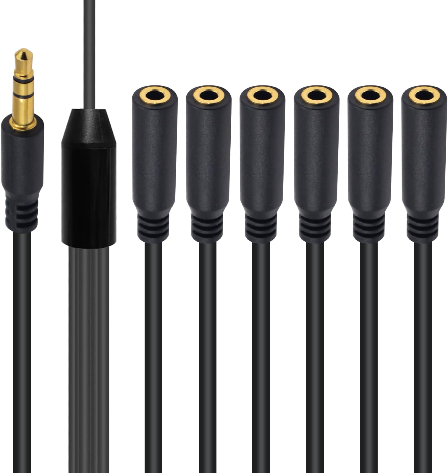 Poyiccot 3.5mm Headphone Splitter, 3.5mm Aux Splitter Cable, 1 to 6 Ways 1/8inch TRS Male to Female Stereo Extension Cable for Earphone Headset Speakers 1.5ft