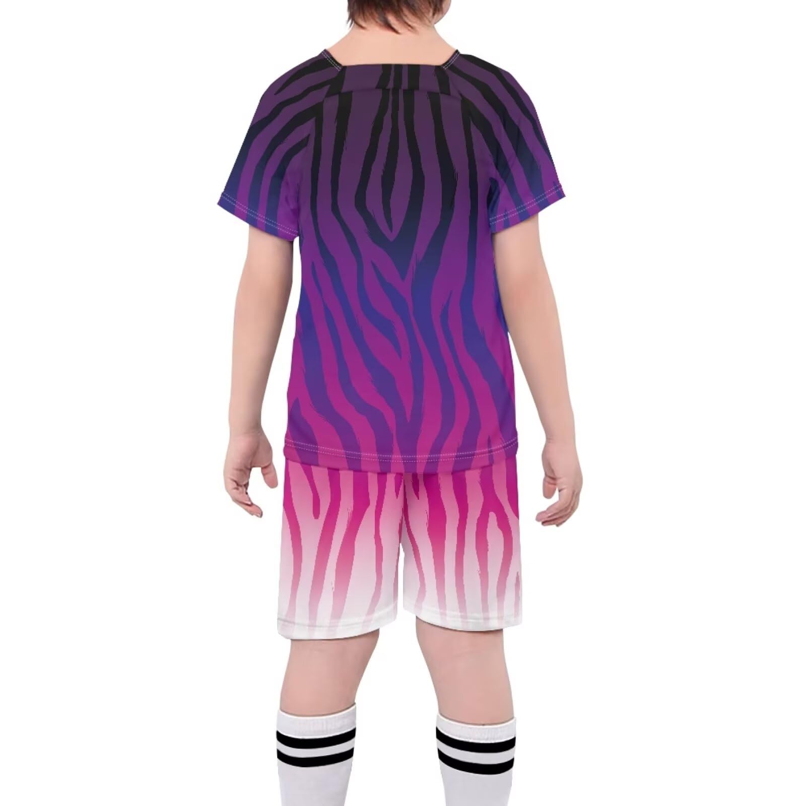ORGYPET Children's Football Suit Soccer 2024 Trendy Uniforms for Boys Eye-Catching Kids Soccer Uniform Sports Athletics Event Workout Exercise, Purple Leopard Print, S