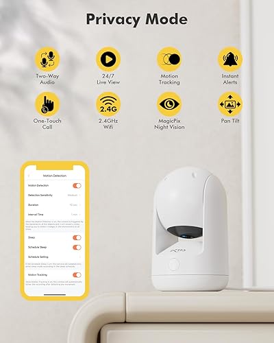 Miniatura 2 de Dzees Cámara de seguridad para interiores sin suscripción, cámaras WiFi 2K 360, cámara con cable para mascotas con aplicación de teléfono, visión