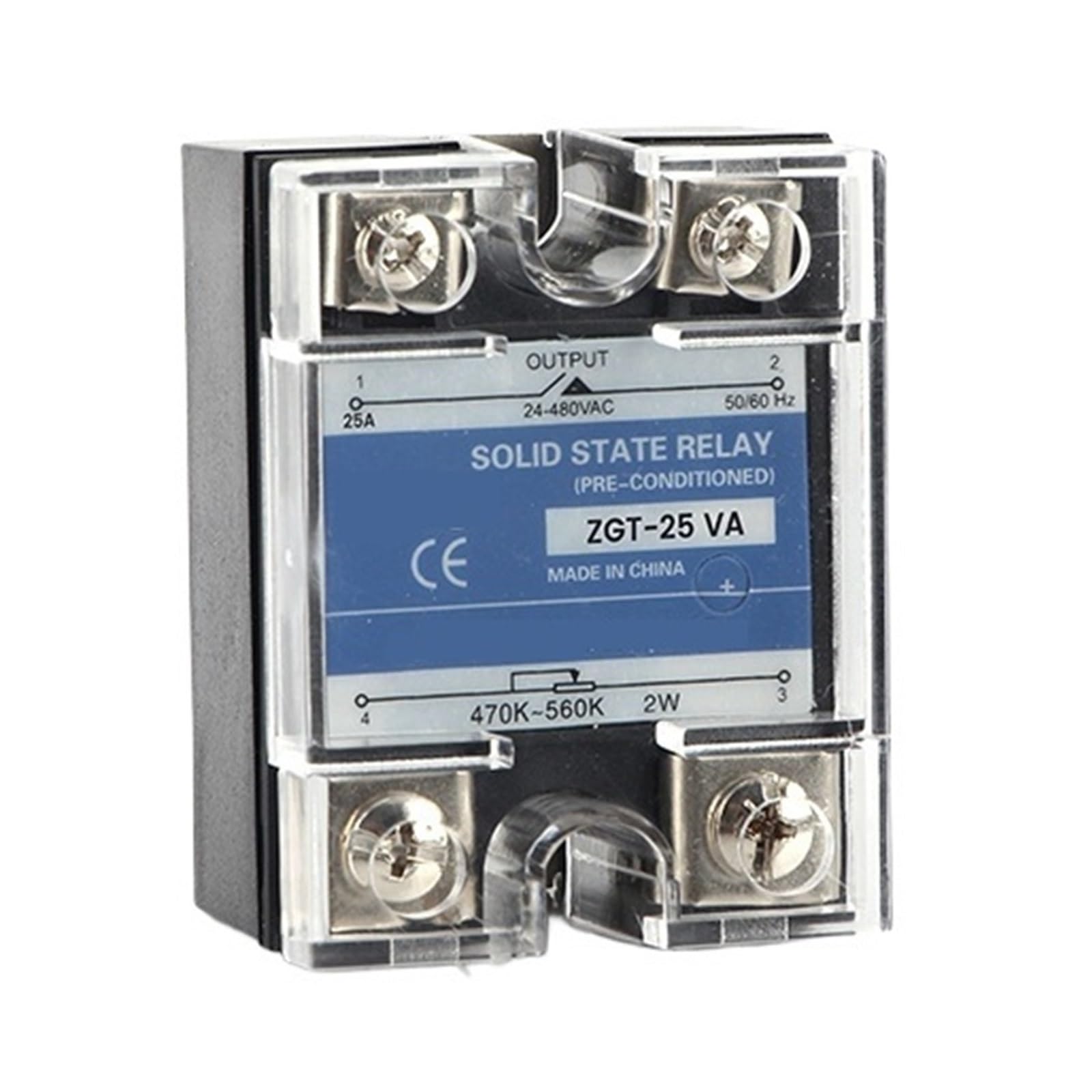 Relais statique SSR-25VA monophasé avec dissipateur thermique de tension
