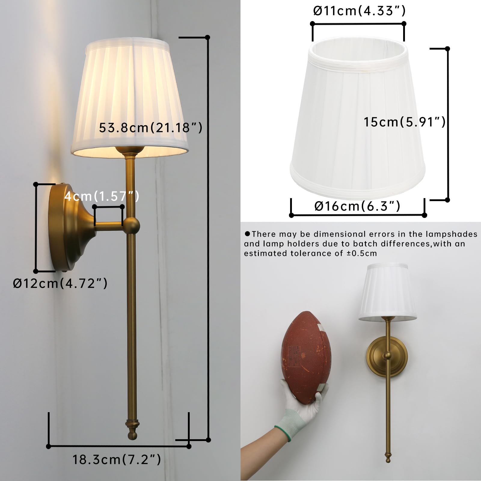 Wall Sconce Lighting Pleated White Fabric Boho Decor Industrial Vintage Bedside Nightstand Light Wall Mounted Lamp Fixture for — view 2