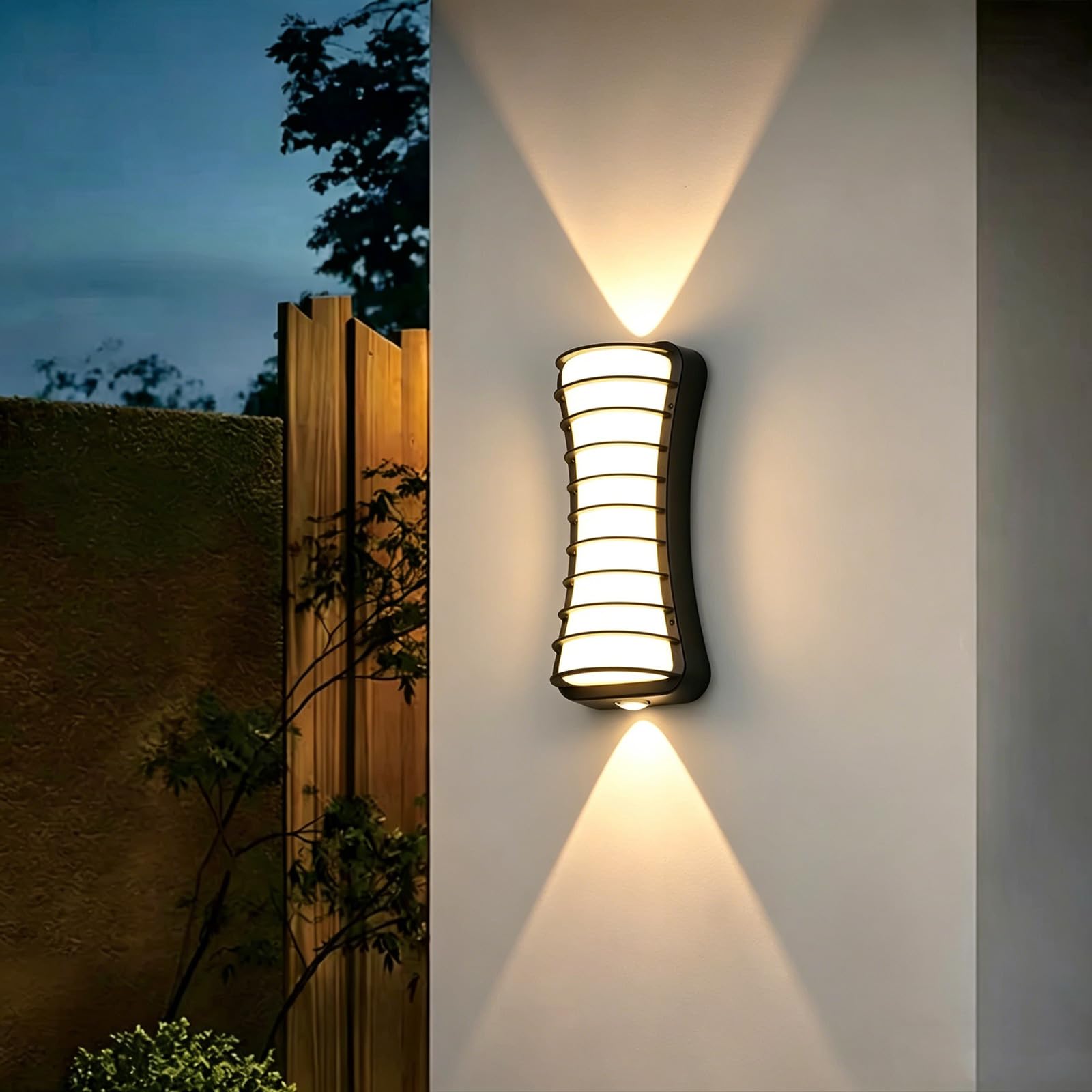 SDUYTDG ﻿Modern LED Wall Sconces, 3000K Warm White Hardwired Wall Lights Up and Down Lighting Fixtures, Matte Black Indoor Sconces Waterproof Exterior Lighting Fixtures