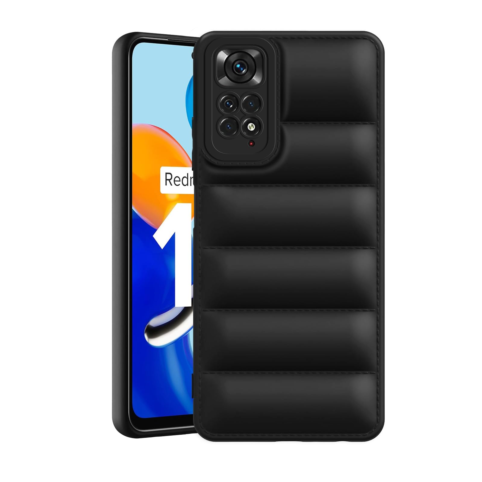 Amazon Brand - Solimo Rubber Puffer Case Camera Protection Soft Back Cover for Redmi Note 11 5G-Black (B0CV55VTPP) Amazon Price History, Amazon Price Tracker