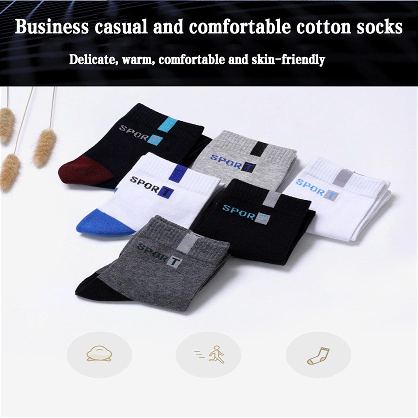 UKKO Calcetines de Hombre 10 Pares De Calcetines De Hombre Calcetines De Algodón De Tubo Largo Y Absorbente De Sudor Desodorante 38-44-10 Navy Blue,EUR 38-44 Us 6-11