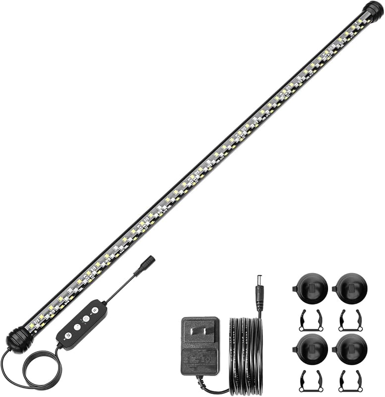 Submersible Led Aquarium Light for Fish Tank with Timer, 27 Inch | Waterproof Fish Tank Light for Plants, Auto On/Off, 3 Lighting Modes-Full Spectrum, Daylight, Moonlight, 10 Brightness, 14W