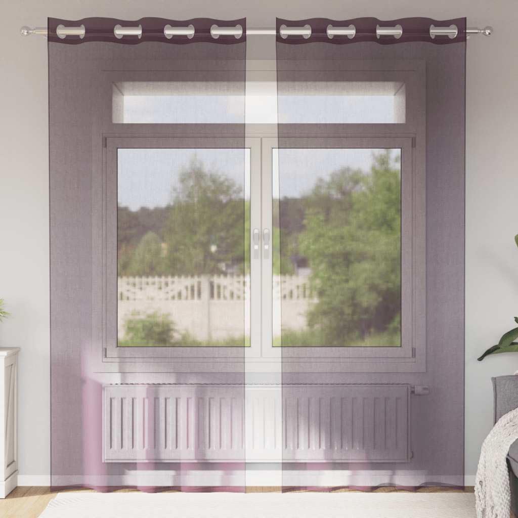 Voile Vorhänge mit Ösen 2 Stück Lila 140x245 cm, 100% Polyester, halbtransparent, pflegeleicht, vielseitig einsetzbar, für Wohnzimmer und Schlafzimmer, lichtdurchlässig, Blickdicht