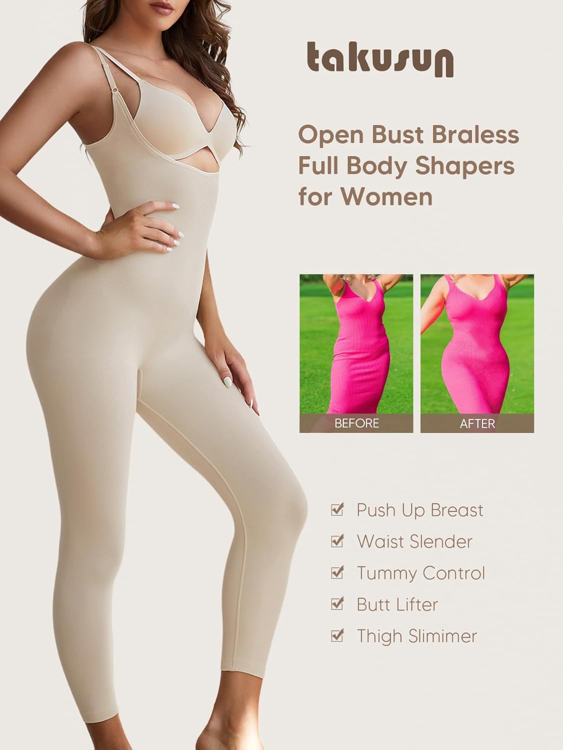 Women Open Bust Full Bodysuit Tummy Control Shapewear Workout Yoga Jumpsuit Body Shaper Butt Lifter Thigh Slimmer - Image 5