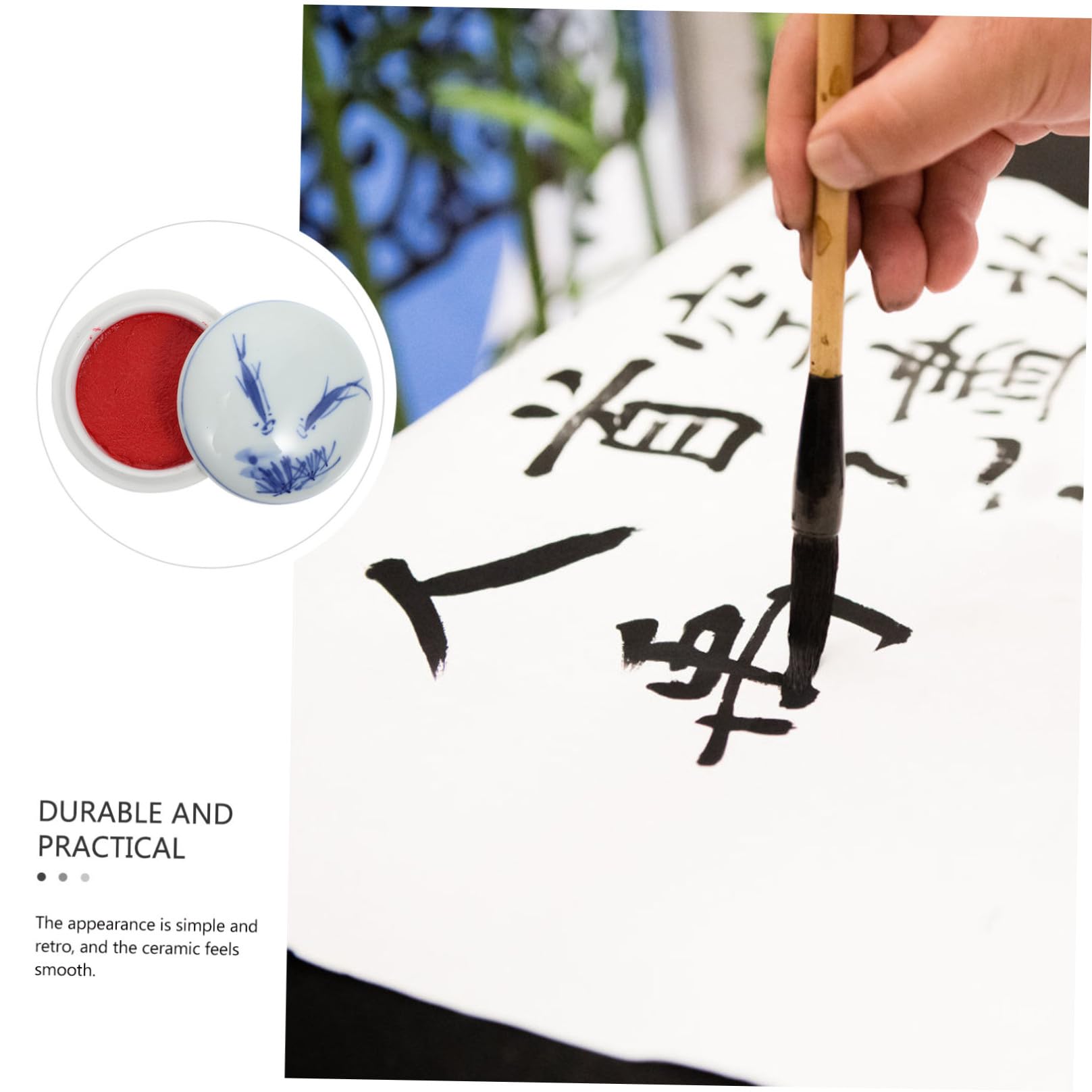 Operitacx 3pezzi Tamponi per Calligrafia Rosso con Scatola Ceramica Inchiostro per Timbri Multiuso per Pittura e