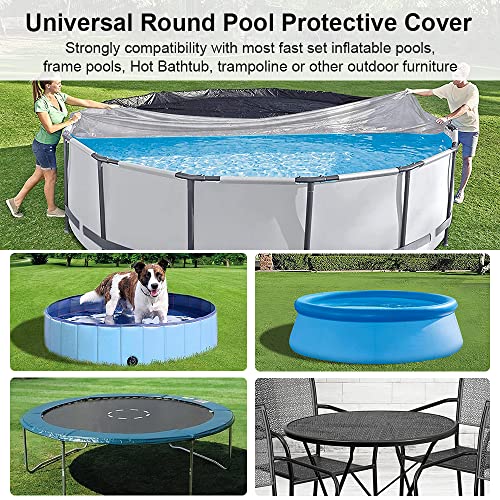 8Ft Round Pool Cover For Above Ground Pools-Solar Pools Covers Pvc Oxford Protector With Drawstring Hot Tub Cover For Metal Steel Frame And Inflatable Swimming Pools, Easy Set And Dustproof Blanket #TOP6
