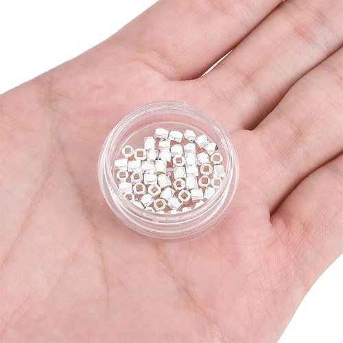 Miniatura 5 de Cuentas espaciadoras facetadas chapadas en plata 0.098x0.098 in 50pcs para la fabricación de joyas hallazgos no se deslustran