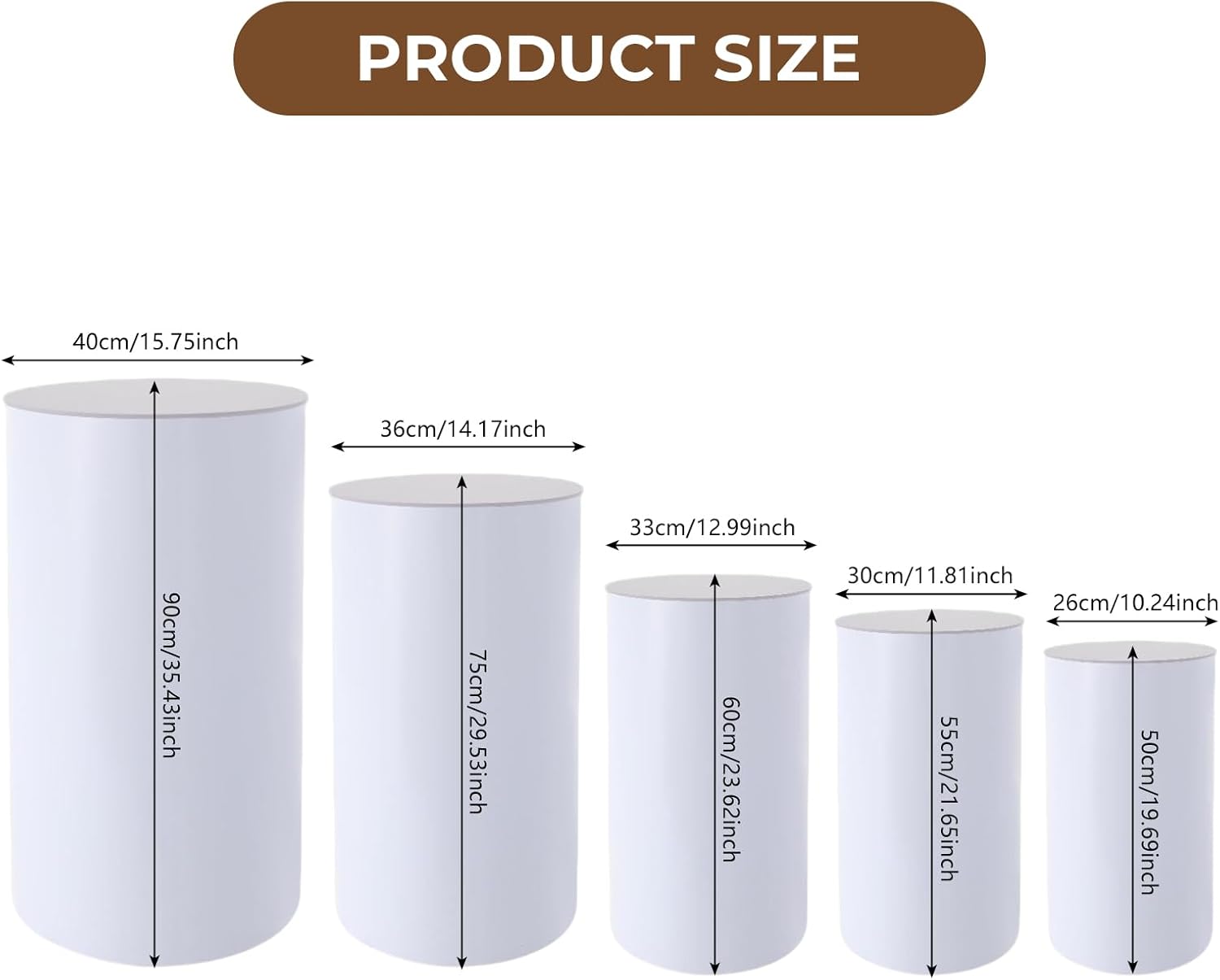 Cylinder Stands for Party, 5Pcs Round Cylinder Pedestal Stands, Wedding Round Cylinder Stands Event Cake Display Stand Pedestal Stand Display for Wedding Birthday Party Art Decor