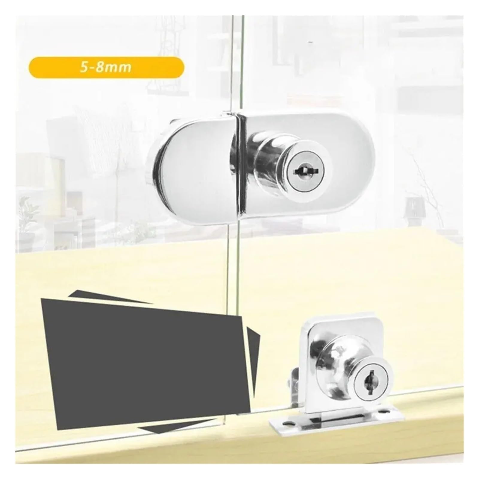 Cerradura Para Puerta De Vidrio Cerradura de pantalla, cerradura for puerta gabinete acero inoxidable deslizante doble apertura, vidrio, exhibición(Color 2)