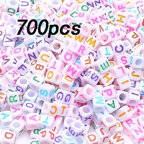 HERZWILD Pack of 700 Acrylic Letter Beads, 7 x 7 mm, Square Loose Alphabet A-Z Beads for Beading Art, Craft, Weaving, DIY Bracelets - Image 2
