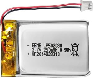 EEMB 3.7V Li-ion 502030 Battery 250mAh Lipo Battery Rechargeable Lithium Polymer ion Battery Pack with JST Connector.Make Sure Device Polarity Matches with Battery Before Purchase!!!