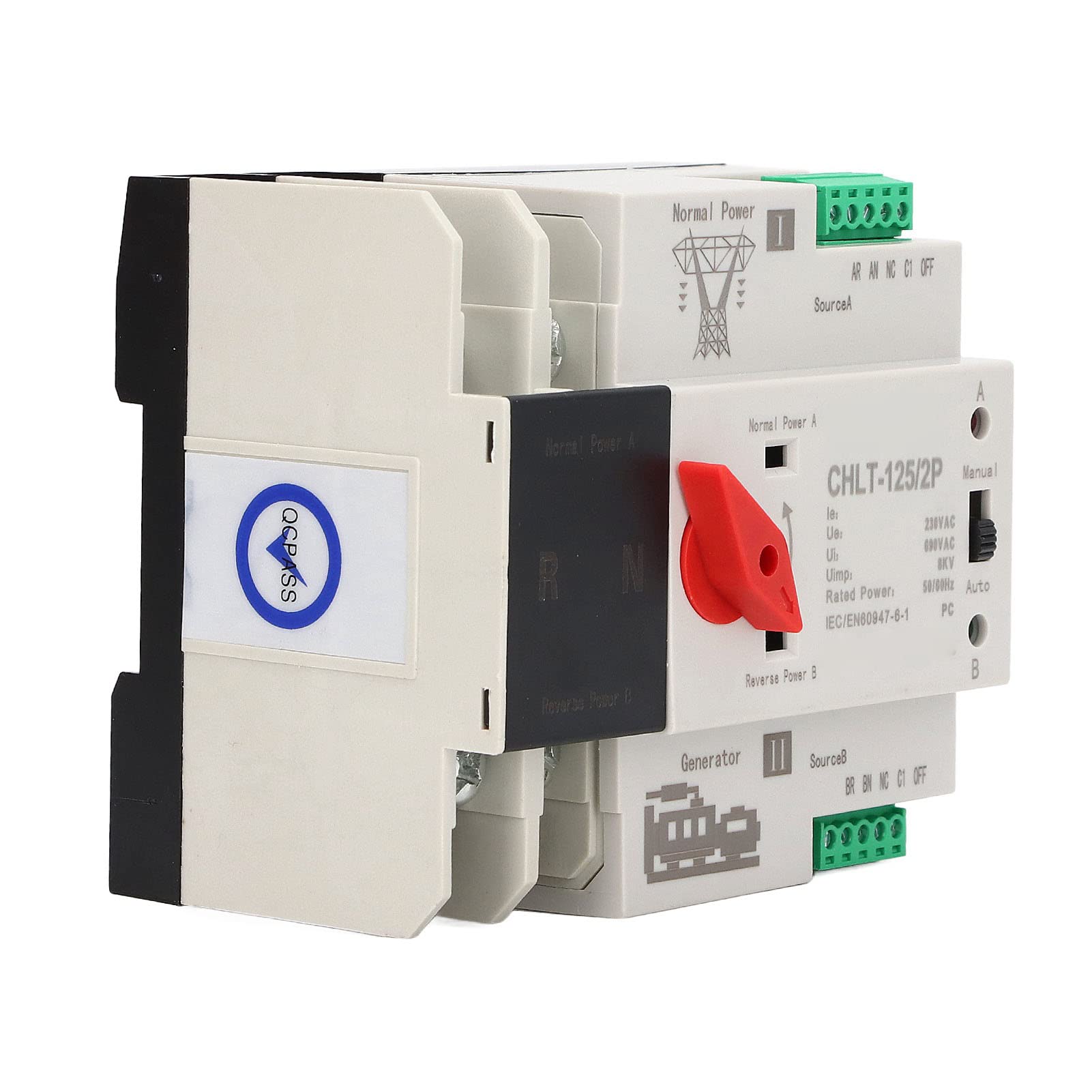 2P 63A 230V type Dual Power automatische omschakelaar (Size : 2 input 1 output 2P 63A 230V type Dual Power automatische omschakelaar (Size : 2 input 1 output