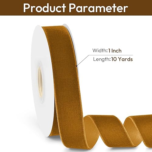 Miniatura 9 de Cinta de terciopelo marrón de 38 pulgadas de ancho, 25 yardas, ribete de terciopelo de una sola cara en el carrete para manualidades, envoltura de