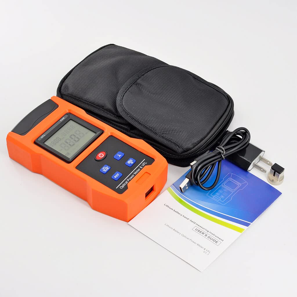 2 en 1 Medidor de Fibra Óptica Alimentado por Batería Recargable Medidor de Potencia Óptica -70~+10dBm con Localizador Visual de Fallas