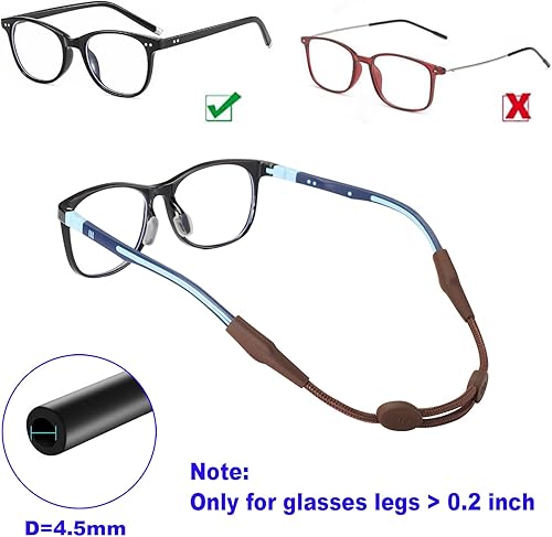 Miniatura 10 de Omnful Correa para lentes para niños (6.5-10 pulgadas), correa ajustable para lentes de sol deportivas, soporte para lentes de sol para bebés,