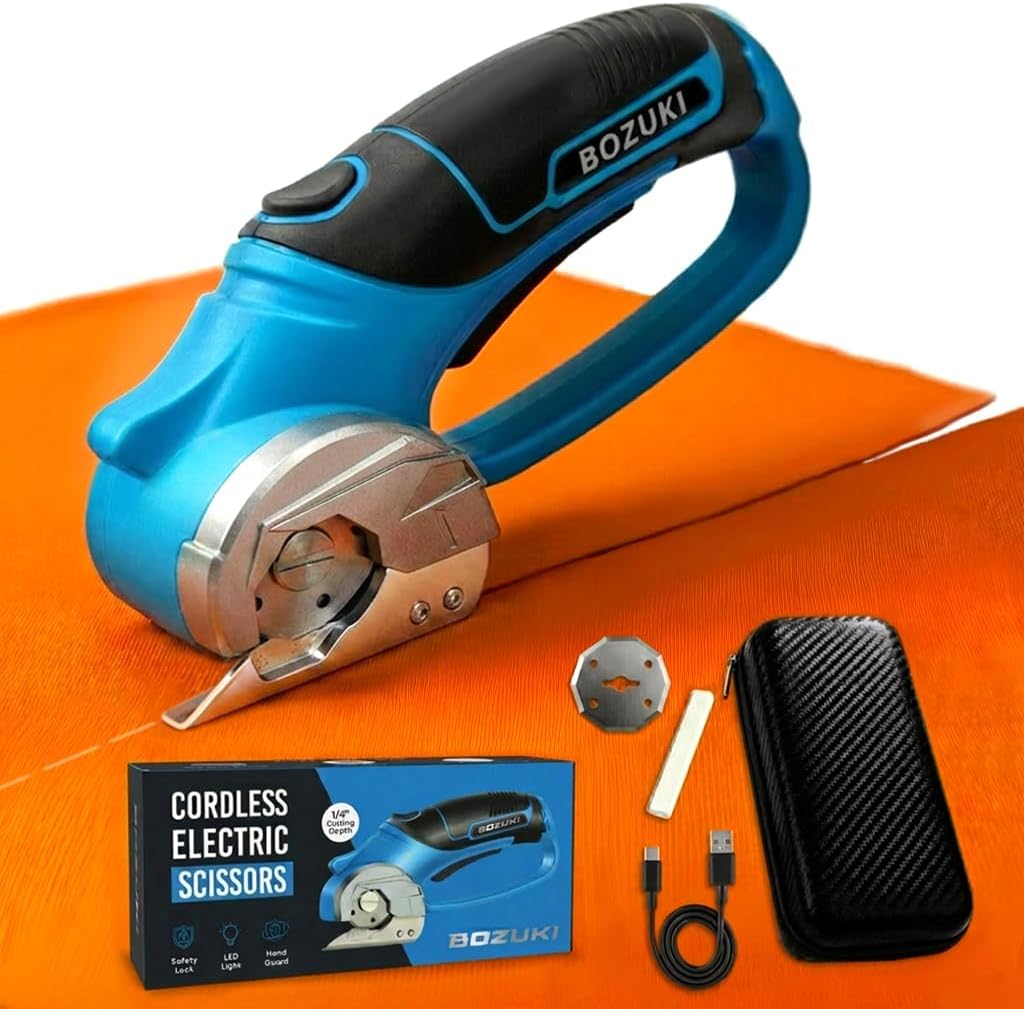 Cordless Electric Scissors | Rechargeable 4V Electric Box Cutter | Cardboard & Fabric Cutter Tool | Rotary Shears