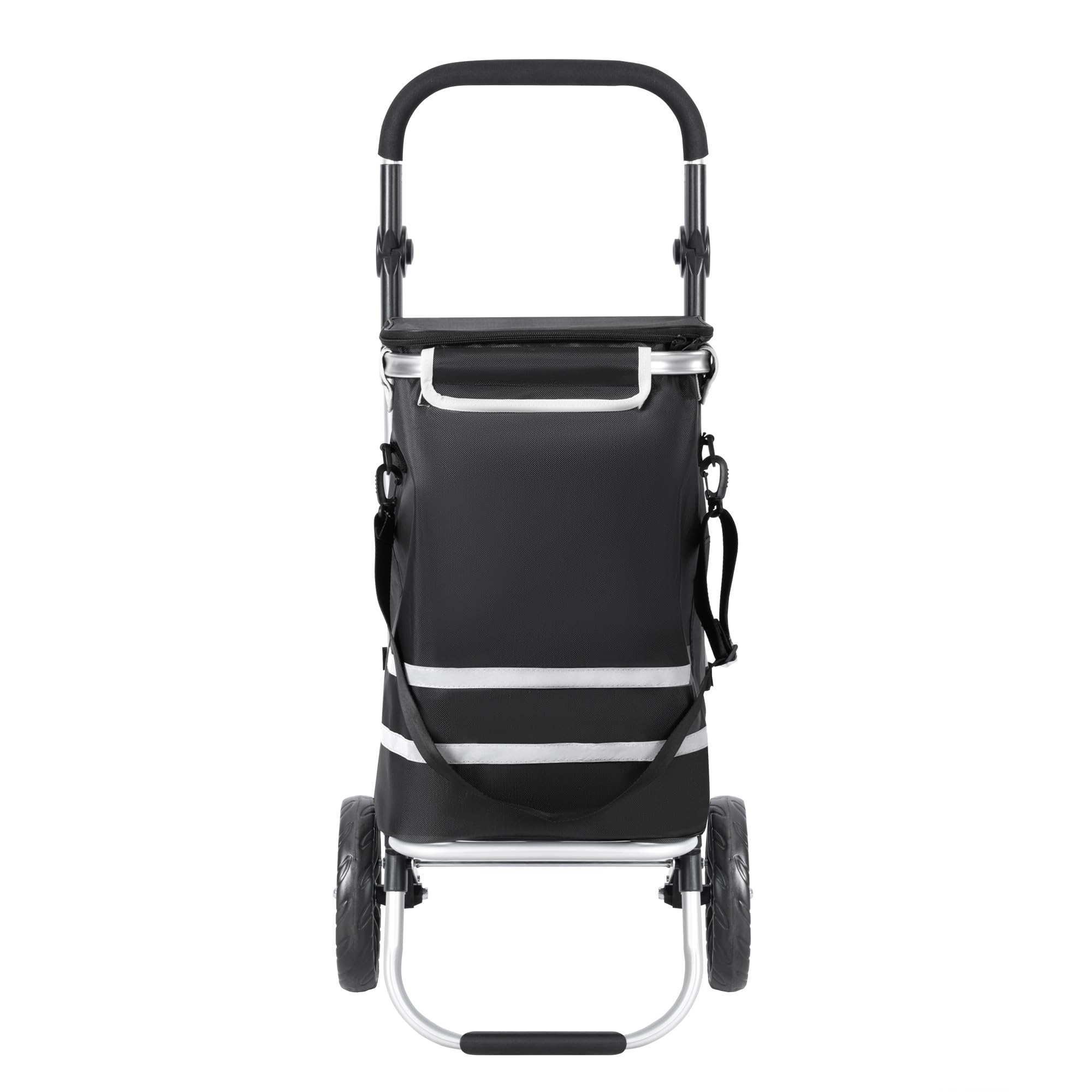 T-LOVENDO.ES Carro Compra Plegable Ruedas Grandes Aluminio Ligero Bolso Térmico Aislamiento Reflectante Bolsa Extraíble Transporte Fácil Ergonómico Resistente Compacto Multifunción Urbano