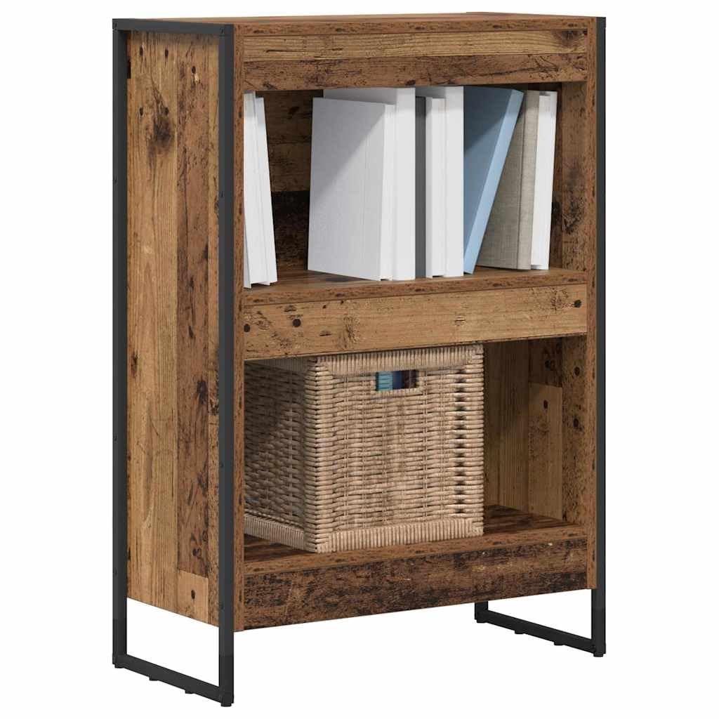 Regał na książki o wyglądzie drewna o wyglądzie drewna, 80 x 30 x 155 cm, regał przemysłowy z drewna ze stalową ramą, otwarty design, do salonu, biura, sypialni