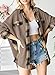 SHEWIN Womens Waffle Knit Shacket 2024 Fall Fashion Casual Long Sleeve Button Up Shirt Pocket Jacket Oversized Plaid Shirts Tops Khaki XL
