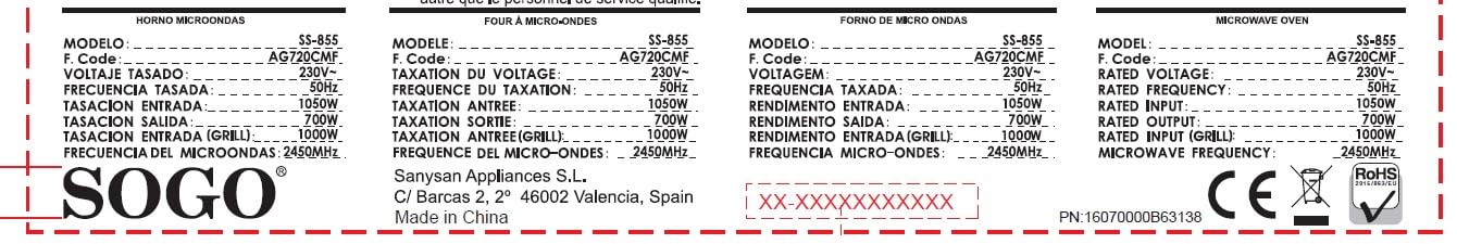 SOGO SS-855 Horno Microondas con Grill 20L, 8 Modos, Función Combi Grill, Control Digital y Pantalla LED, 1050/1000W, Instalación Libre, Negro con Acabado Espejo, para Calentar, Cocinar y Descongelar