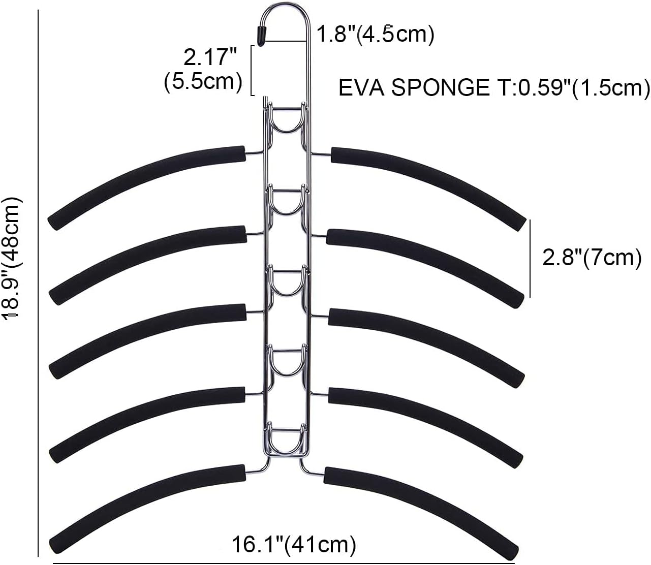 Nature Smile No Shoulder Bump Multiple Sweater Coat Clothes Hangers,Multi Layers Space Saving T Shirt Blouse Rack,(2 Pack Black Color) - Image 4