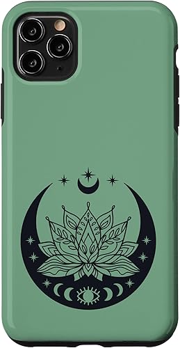 Funda para iPhone 11 Pro Max con diseño de bruja Wicca verde menta y mal de ojo pagano