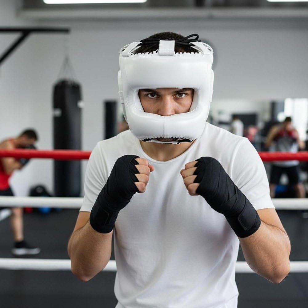 Dianzan Osłony ochronne na głowę treningową, kickboxing, boks tajski, wyściełany kask ochronny do ochrony policzków, czoła i uszu