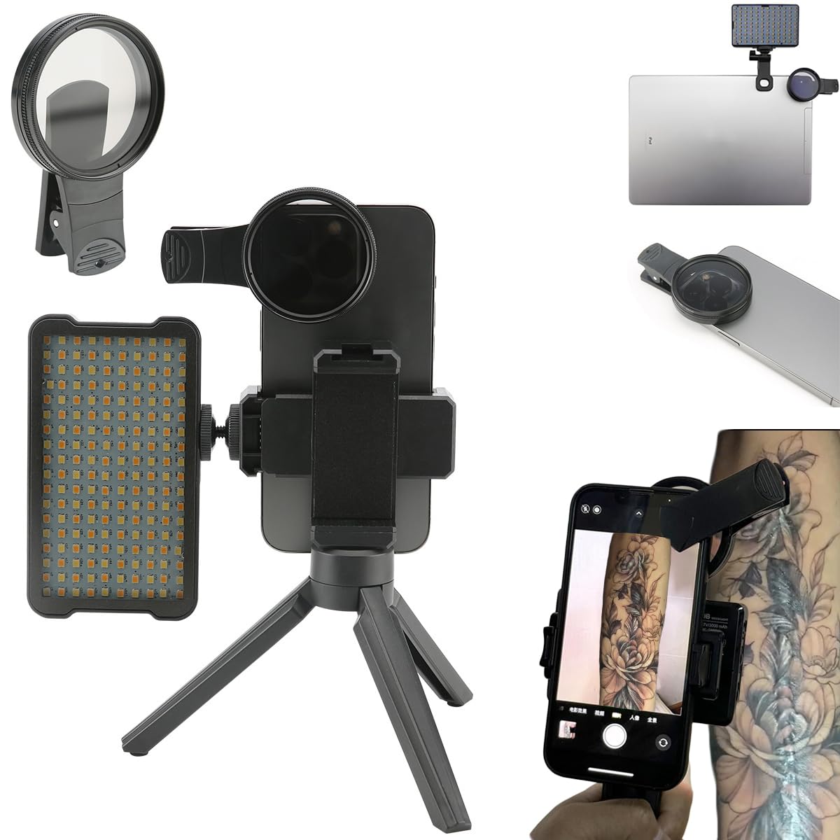 Tattoo Light Tattoo Photographic Equipment, Tattoo Equipment and Supplies, Circular Polarized Light Filters with Front Back Clips for Taking Tattoo Photos Videos & Live Streaming and Eliminates Glare