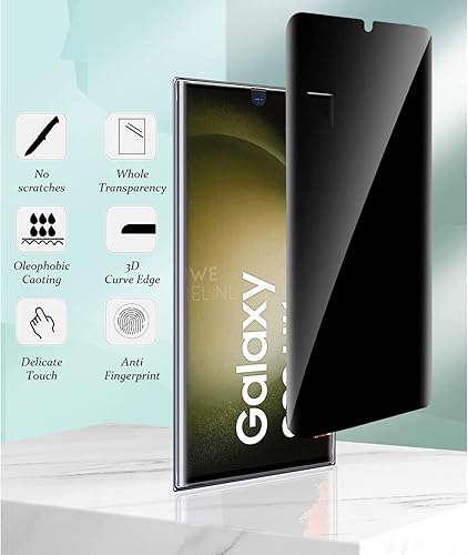 Miniatura 4 de Paquete de 2+2 protectores de pantalla de privacidad para Galaxy S23 Ultra y protector de lente de cámara, anti-explosión antiespía accesorios para