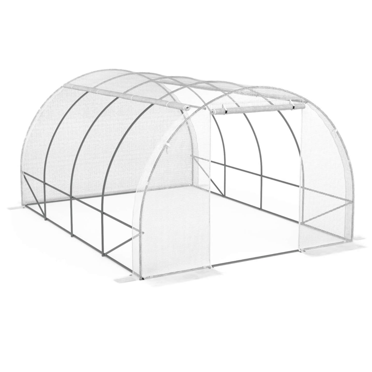 IDMarket - Serre de Jardin Tunnel 12m² Blanche Zebra 4 Saisons