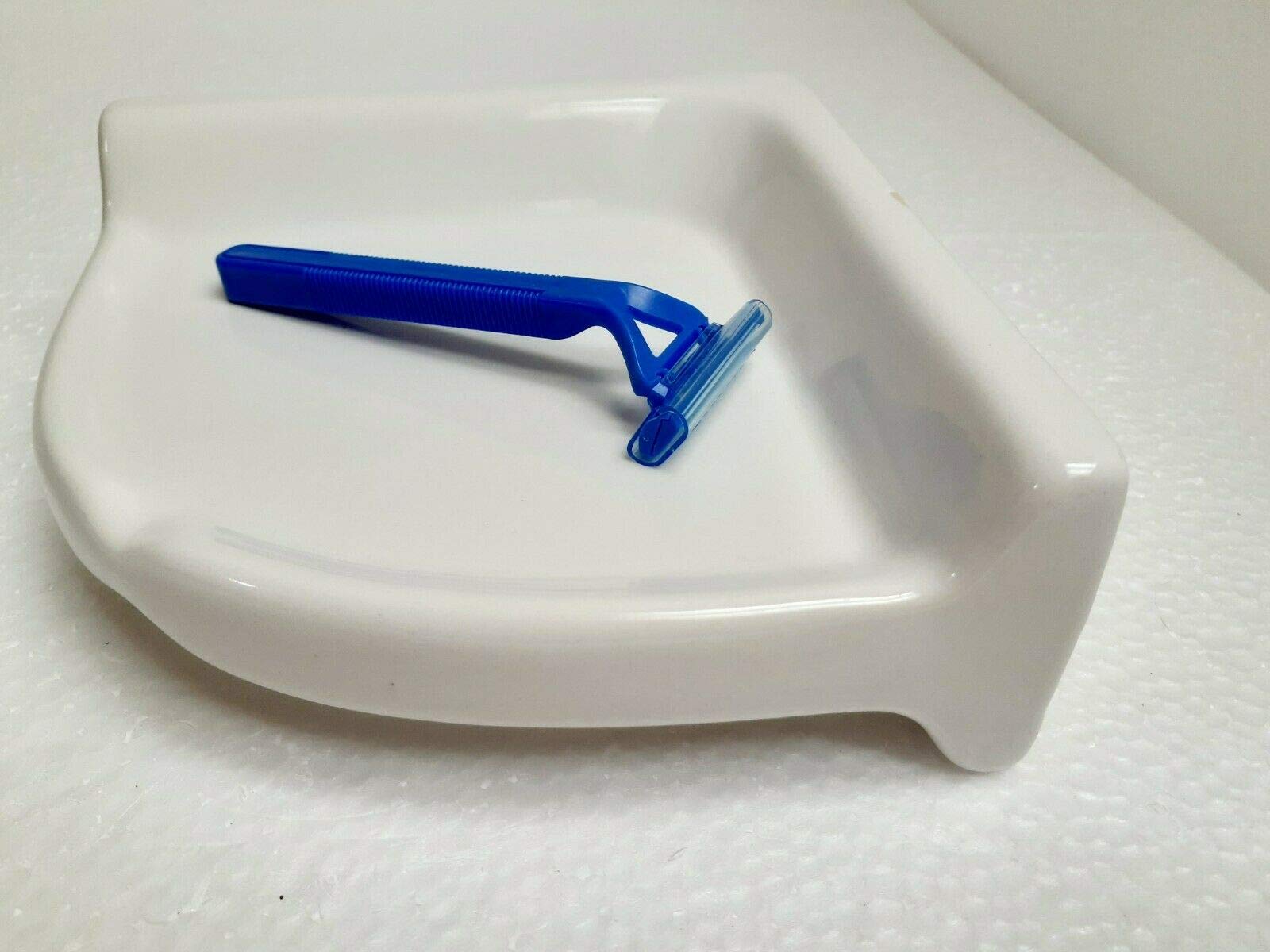 Bright White Ceramic Corner Shower Shelf Ledge Soap Tray Arctic White