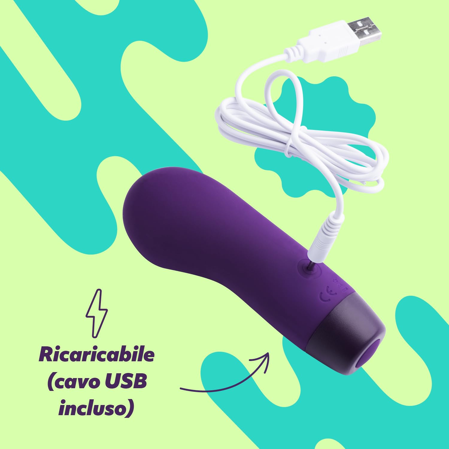 AMORELIE Joy - Vibratore Groove da donna, impermeabile, ricaricabile, viola