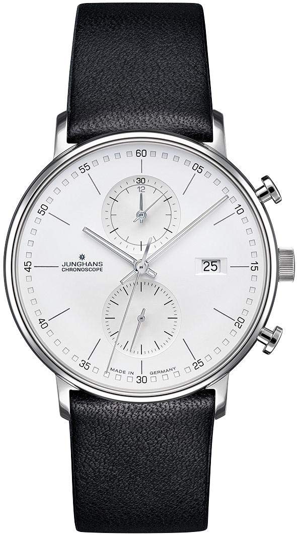 JUNGHANS Herrenuhr Chronoscope Form C 41/4770.00 | mit schwarzem Lederband
