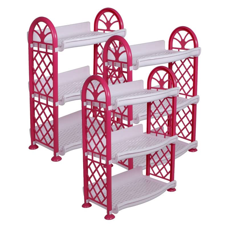 Image of Simply Home Rexo 103 Multipurpose Plastic Organising Rack Set, 3 pc Rack, Pink Color