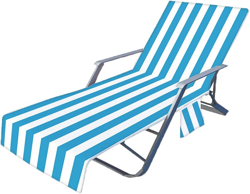 Patio Chaise Lounges Covers, Beach Lounges Chair Towel Cover,Soft Microfiber Patio Pool Chairs Cover with Side Pockets,83 x 30inch Chair Cover for Beach/Pool Sunbathing Holiday Hotel