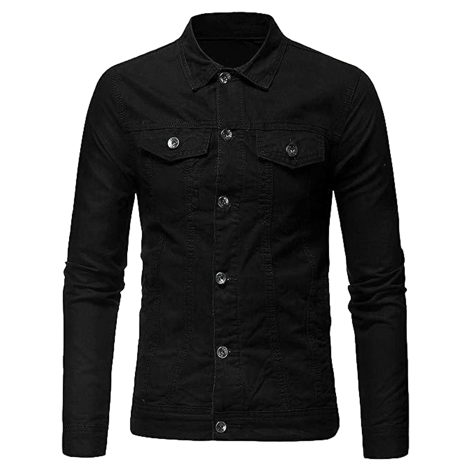 amropi Veste en Jean pour Hommes Blouson en Denim Jacket avec Boutons et Poches