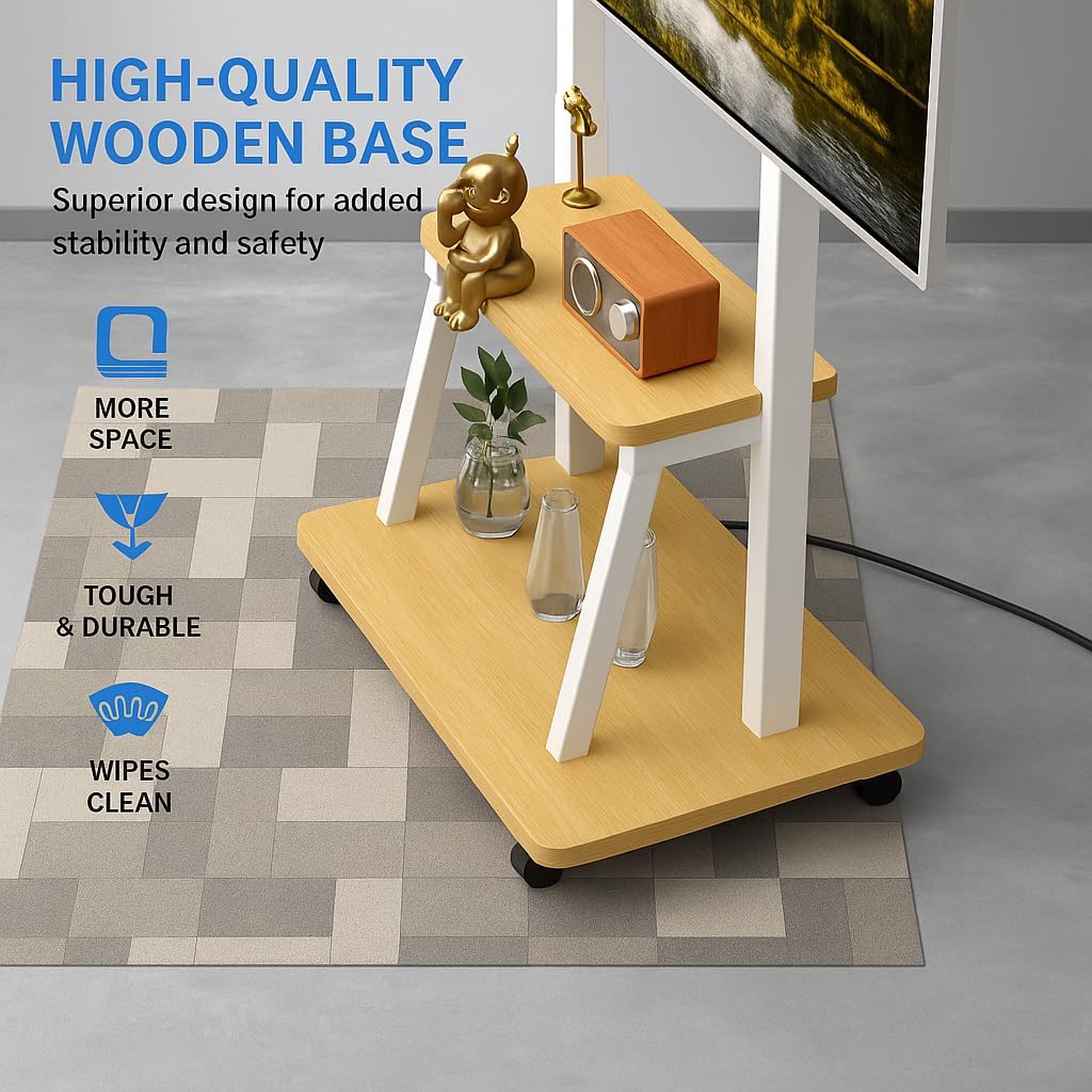 Supporto TV mobile per TV da 32-80 pollici, carrello TV mobile con presa di corrente, supporto TV da esterno con ruote, supporto portatile per TV LCD OLED 4K piatto/curvo max VESA 600x400 mm