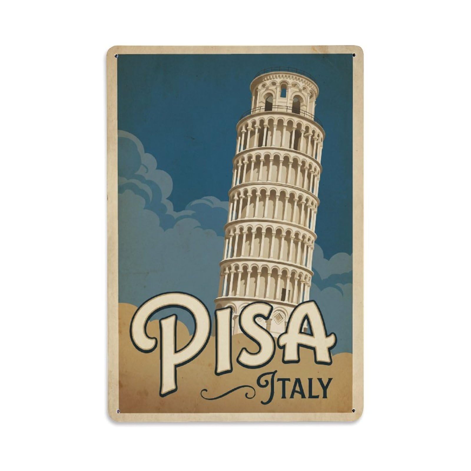 Italy Pisa Vintage Metal Tin Sign