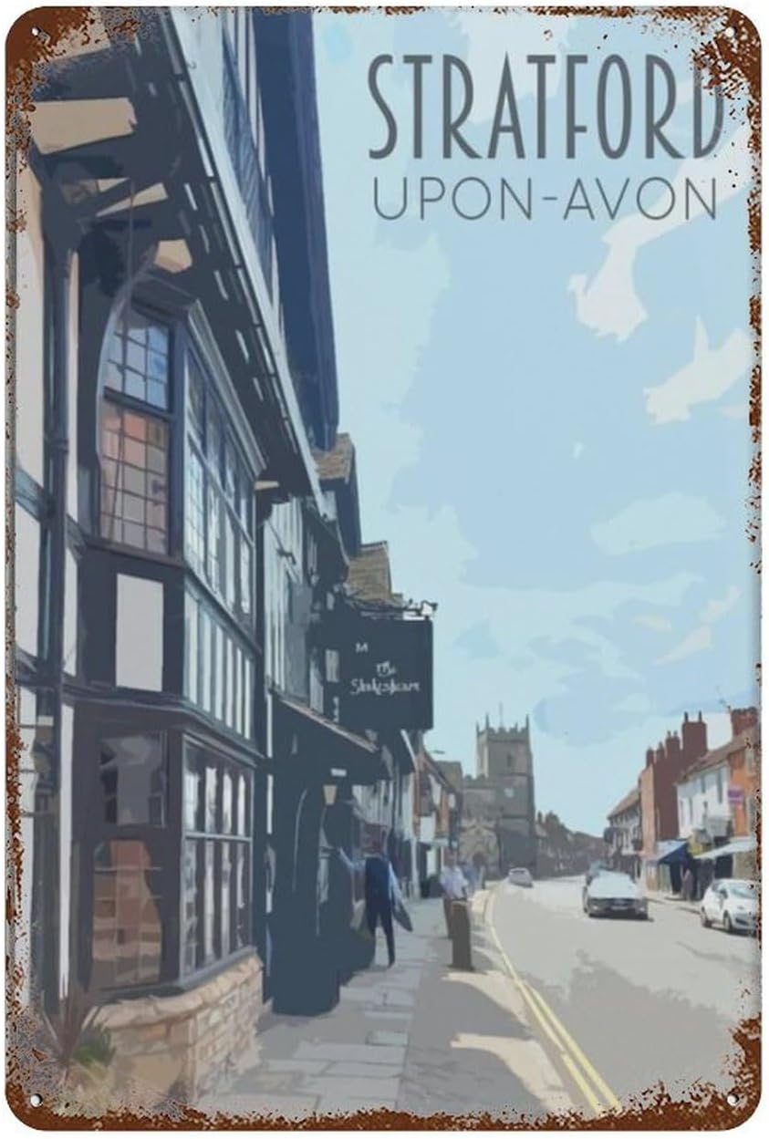 Stratford upon Avon England,Funny Vintage Metal Tin Sign Kitchen Bathroom Office Garage Bar Cafe Restaurant Shop Cave Home Wall Decor Art Ideas Gift Tin Sign(15x30cm）6x12 inch-A63
