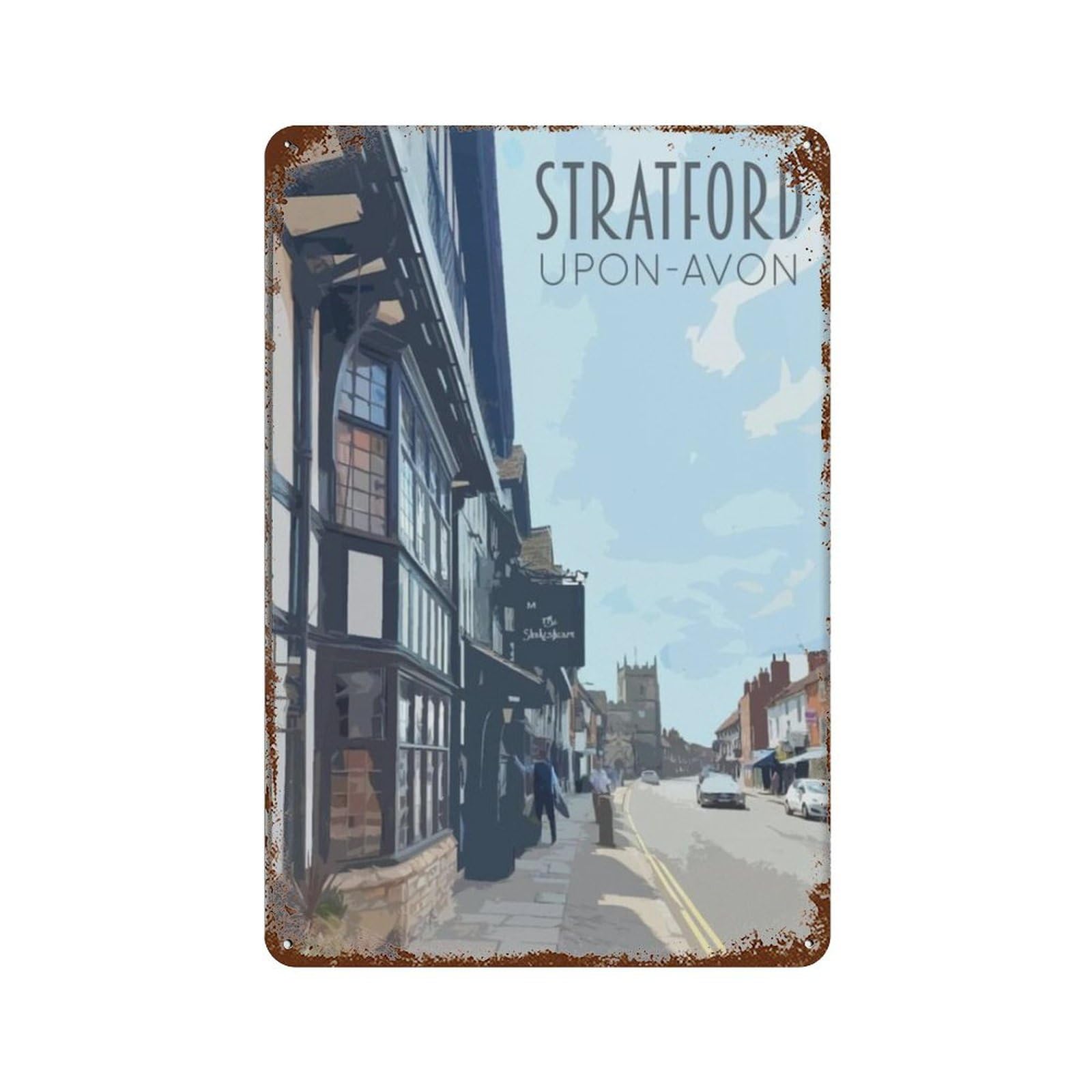 Stratford upon Avon England,Funny Vintage Metal Tin Sign Kitchen Bathroom Office Garage Bar Cafe Restaurant Shop Cave Home Wall Decor Art Ideas Gift Tin Sign(15x30cm）6x12 inch-A63