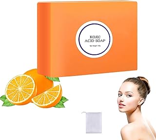 Orange Kojic Acid Soap, 12% Kojic Acid Orange Soap For Dark Spots, Kojic Acid Soap Skin Lightening, Brightening Lemon Turmeric & Kojic Acid Soap for Hyperpigmentation, Dark Spot (1pcs)
